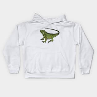 Iguana cartoon illustration Kids Hoodie